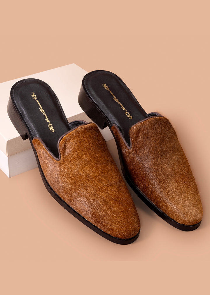 Brown Haironn Mules