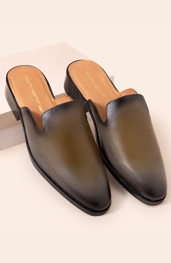 Olive Tan Mules