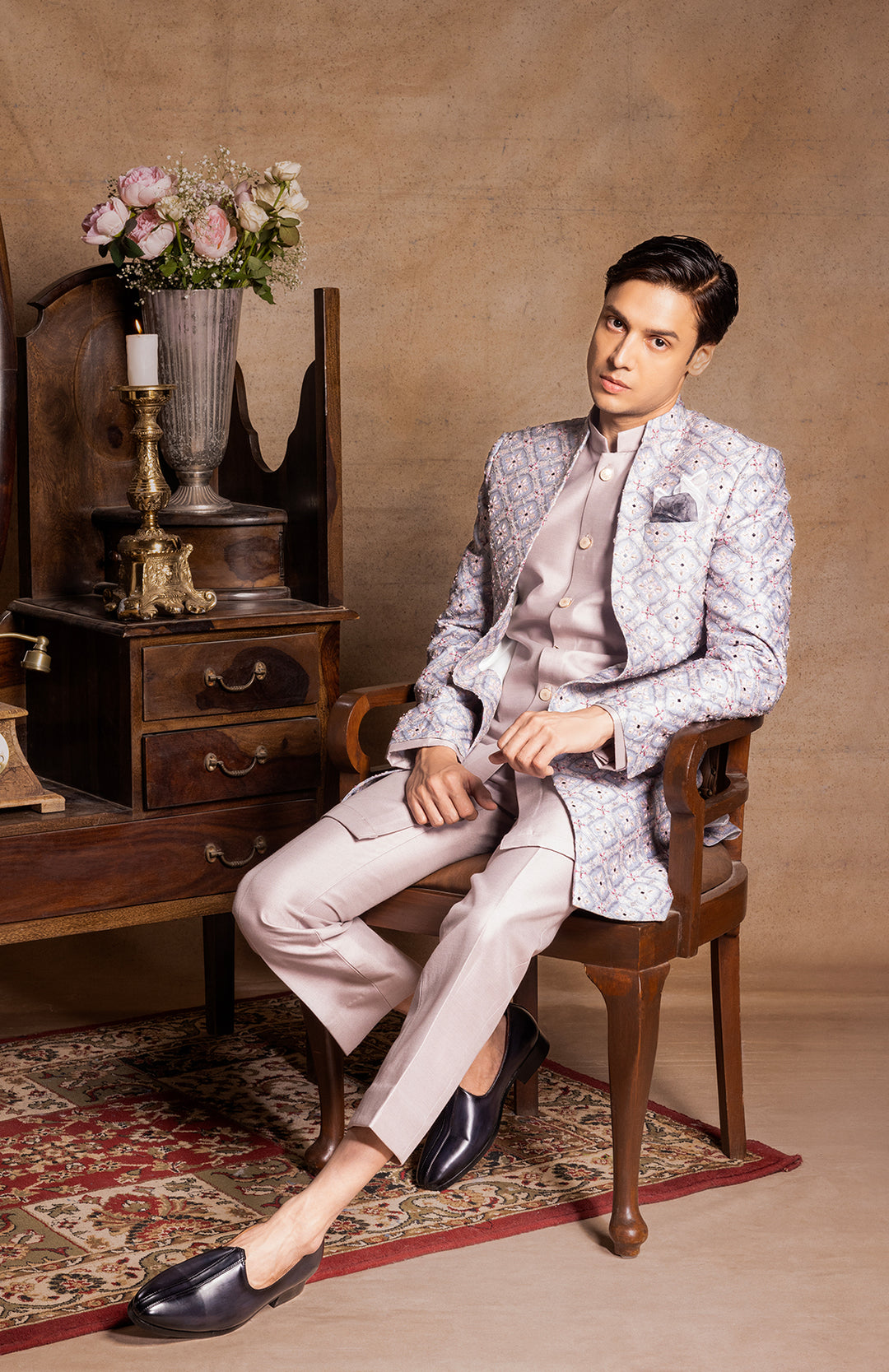 Powder Blue Open Jacket Set