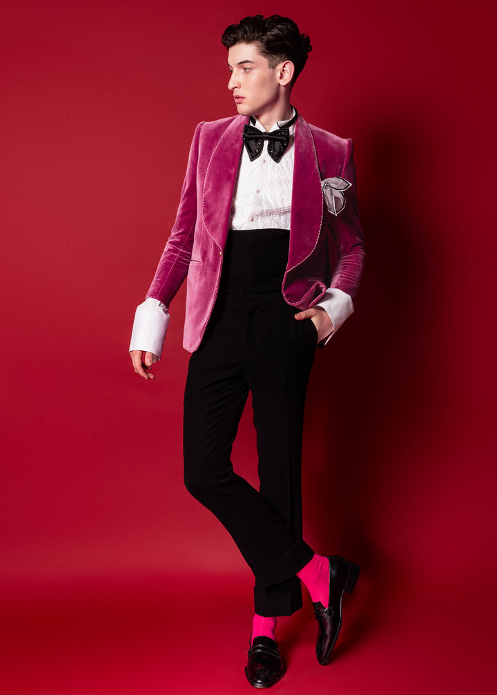 Crimson Velvet Tuxedo Set