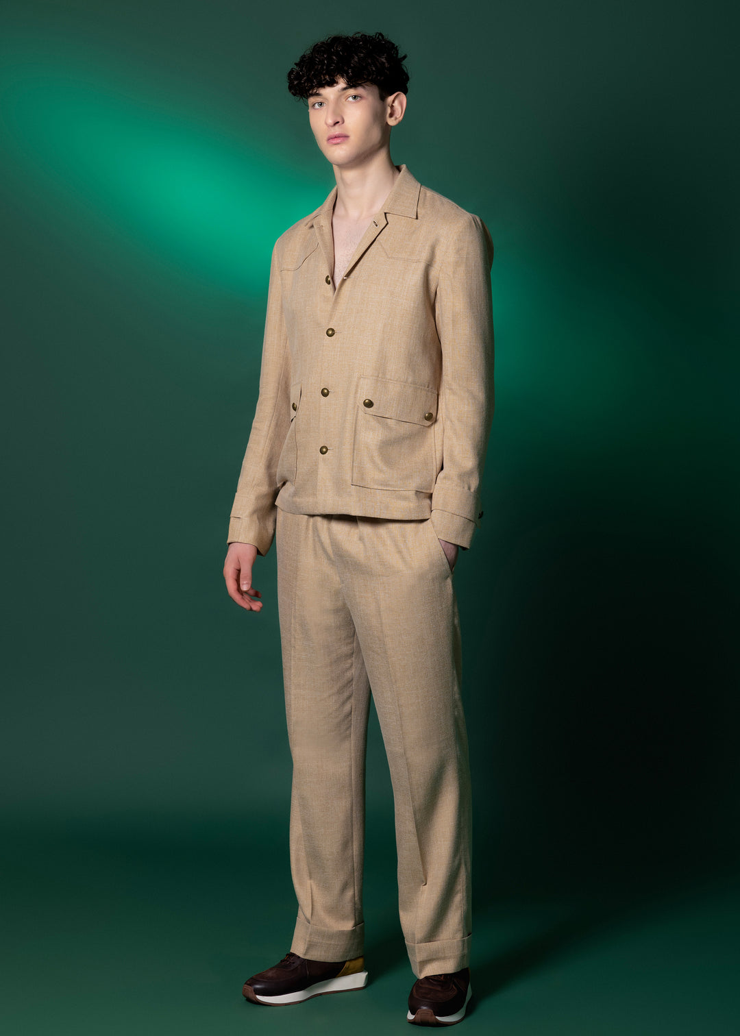 Beige Coord Set In Tanzanian Linen.