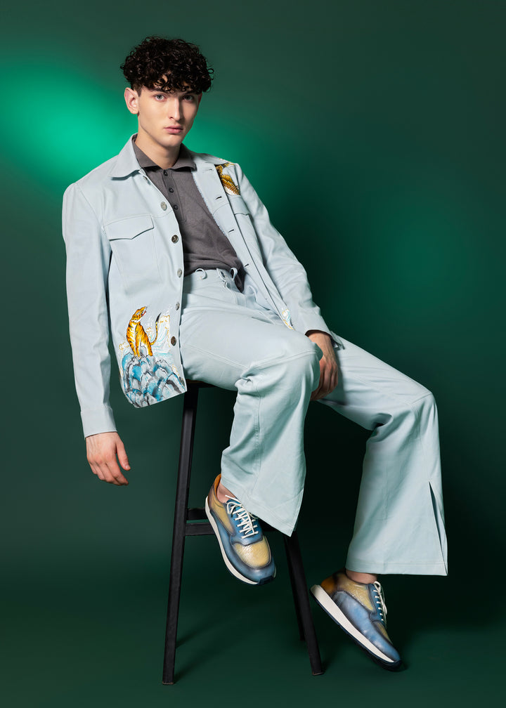 Aqua Hand Painted Jacket