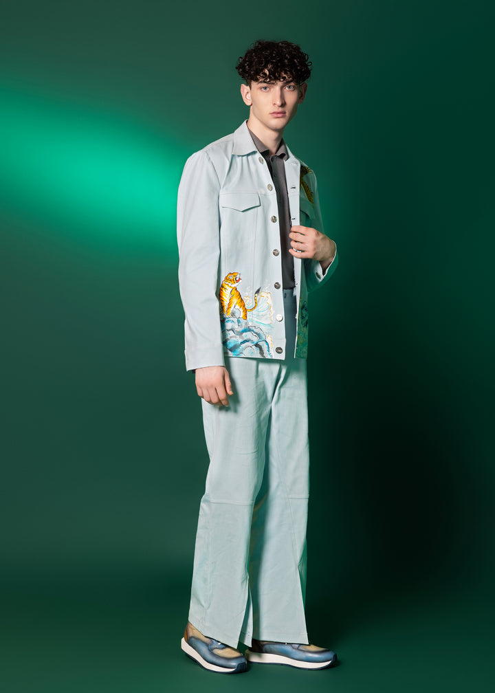 Aqua Hand Painted Jacket