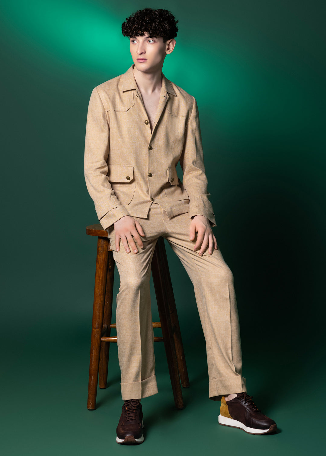 Beige Coord Set In Tanzanian Linen.
