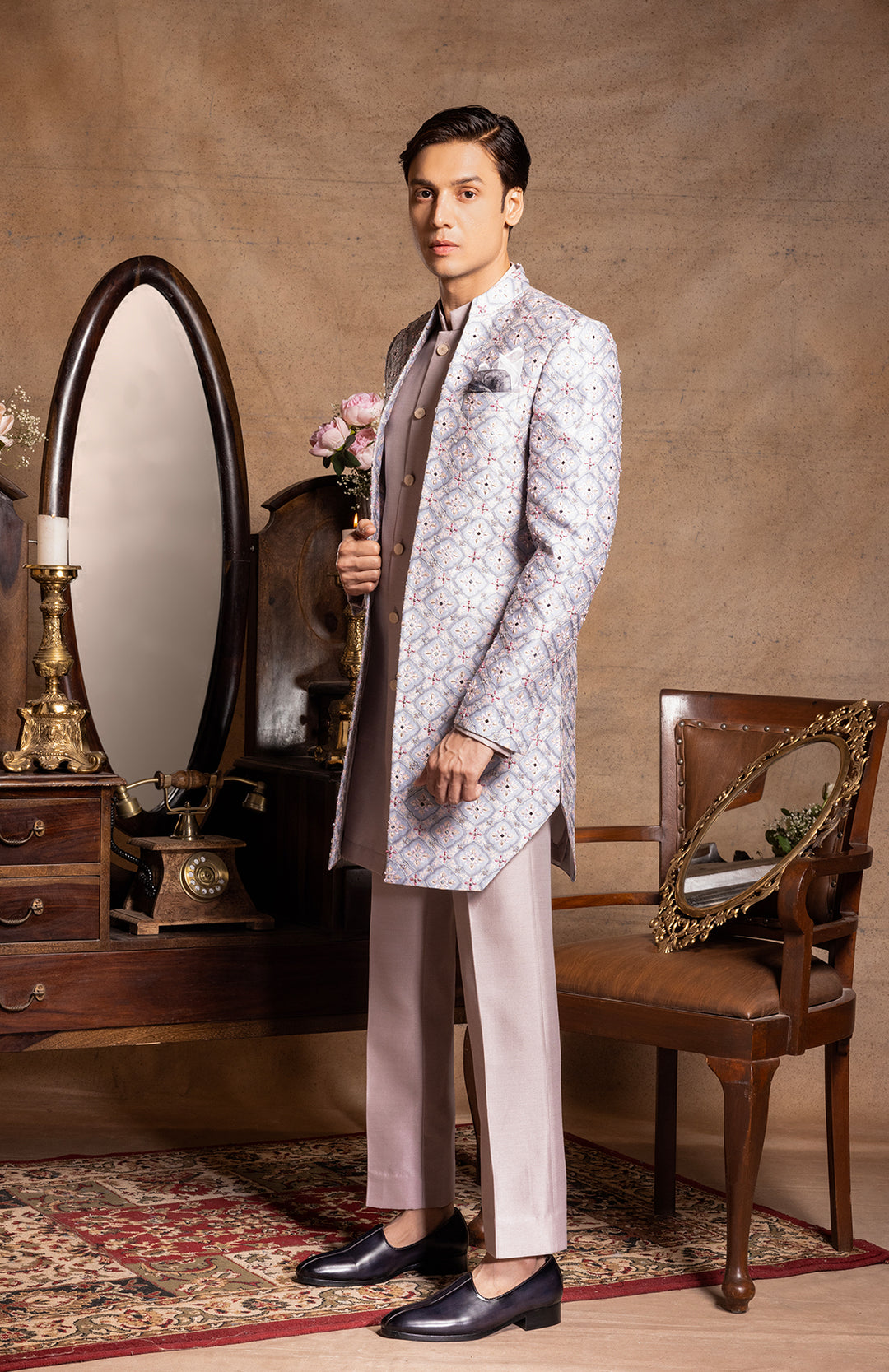 Powder Blue Open Jacket Set