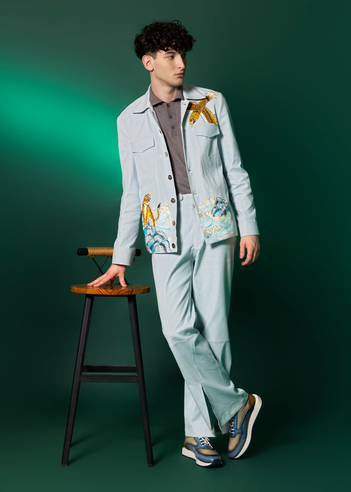 Aqua Hand Painted Jacket