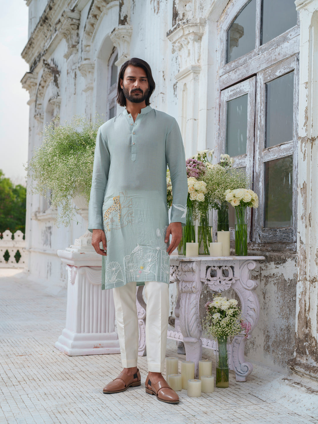 Mint Green Embroidered Kurta Set