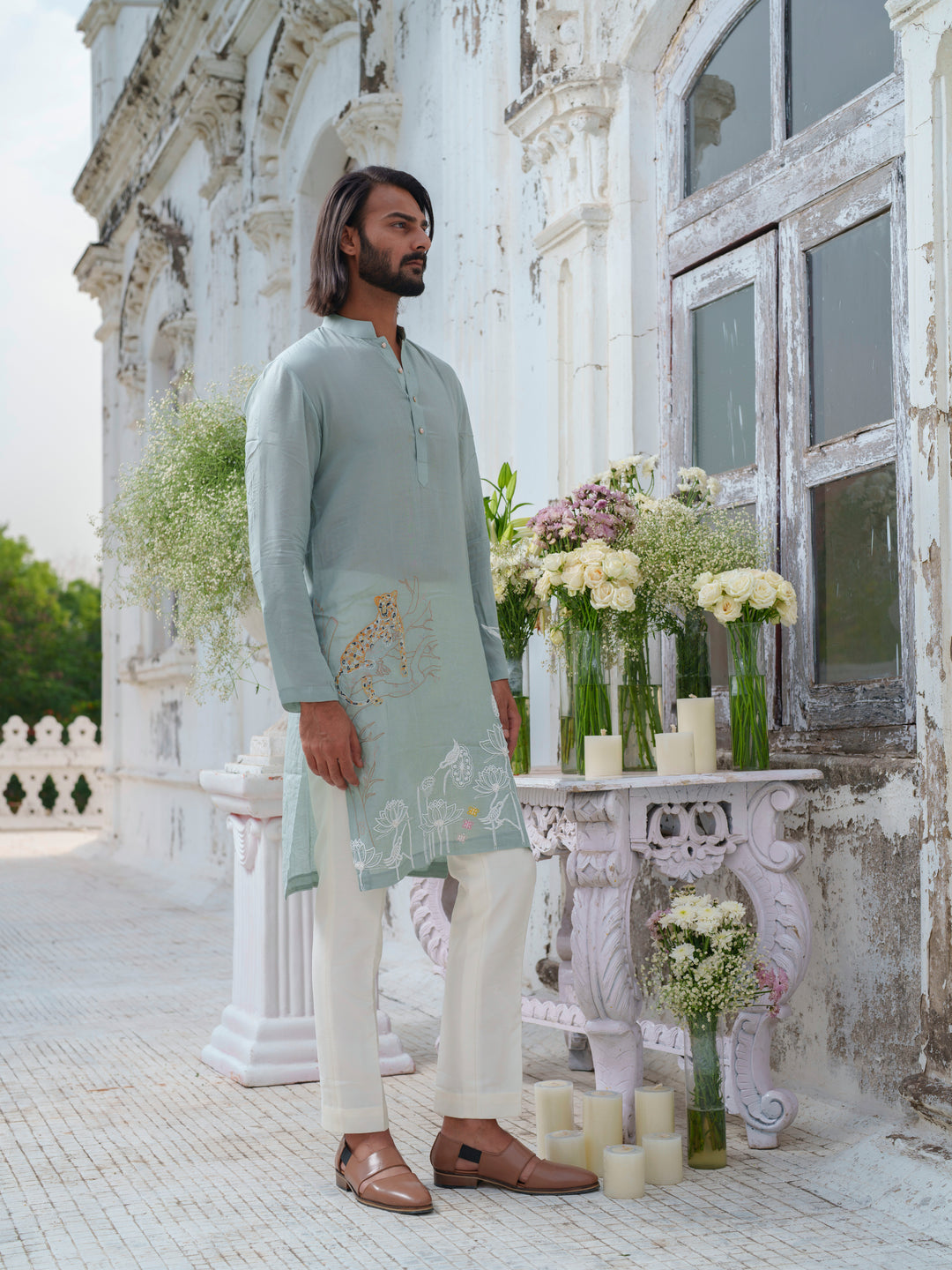 Mint Green Embroidered Kurta Set