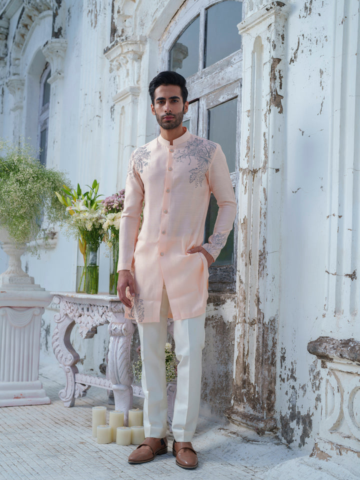 Peach Hand Painted Kurta Set