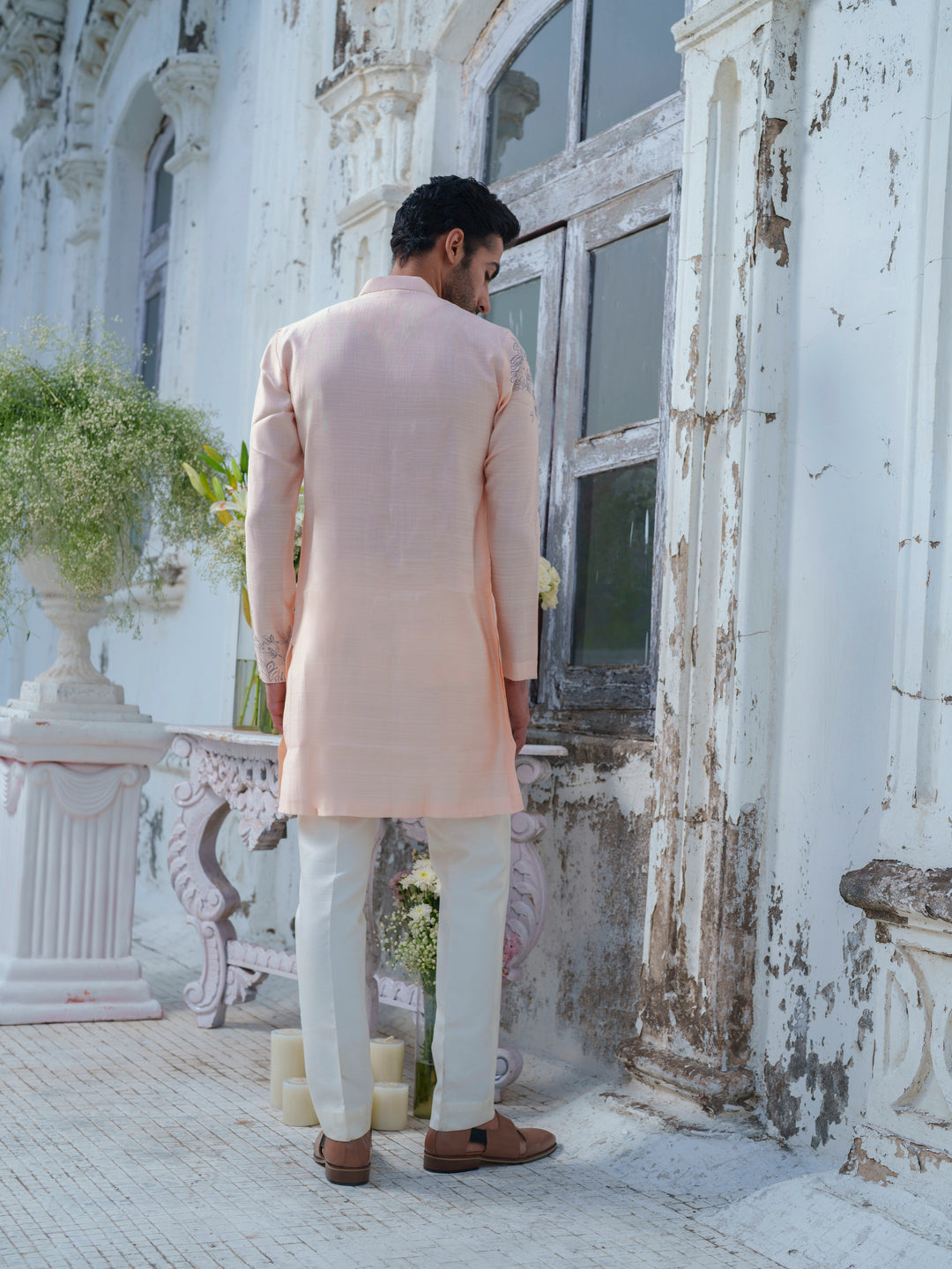 Peach Hand Painted Kurta Set