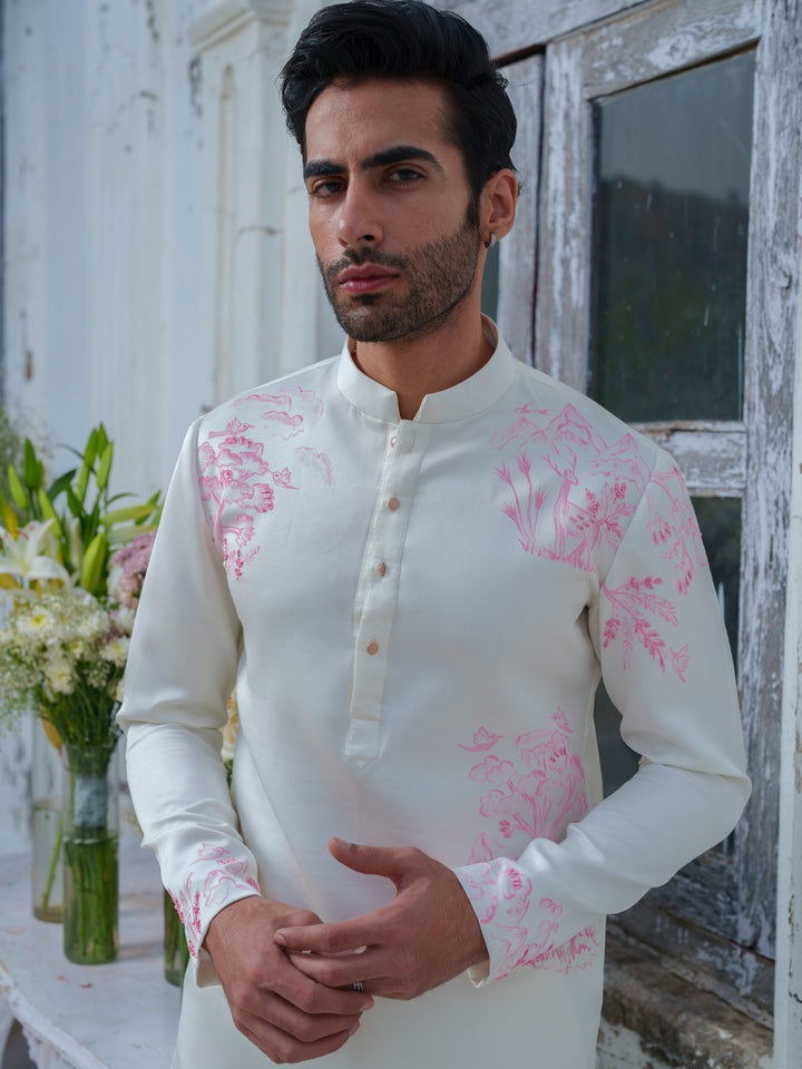Ivory Handpainted Kurta Set
