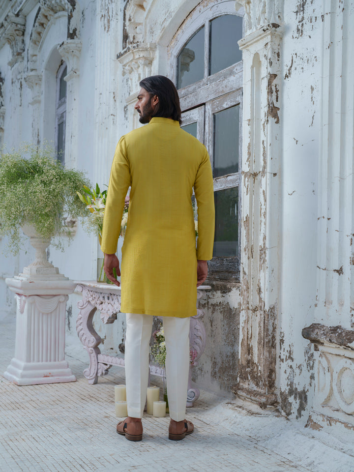 Lime Green Hand Painted Kurta Set