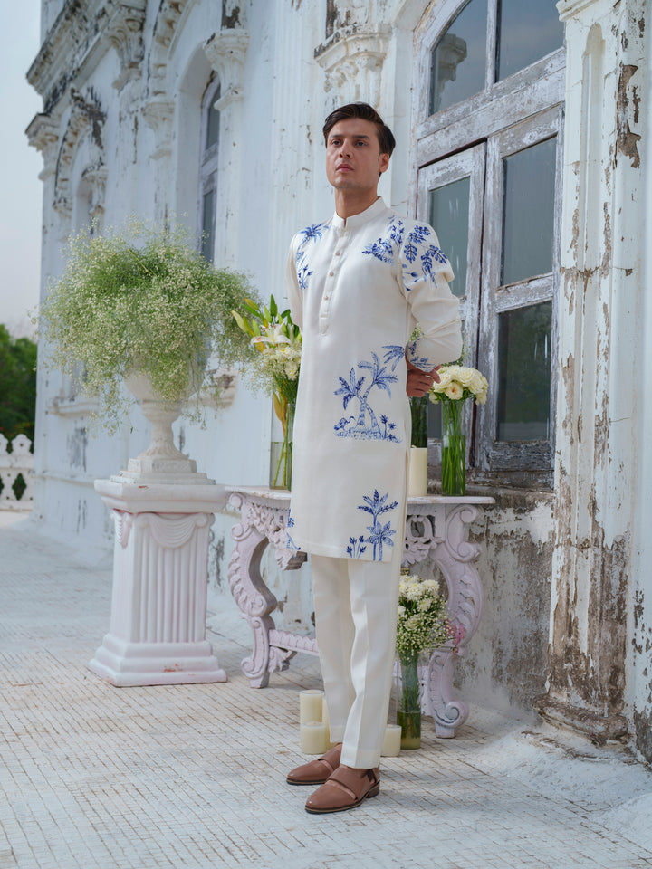 Ivory Handpainted Kurta Set