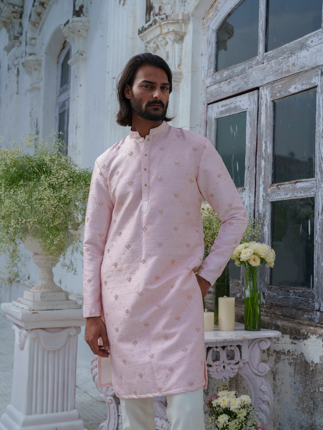 Pink Embroidered Kurta Set