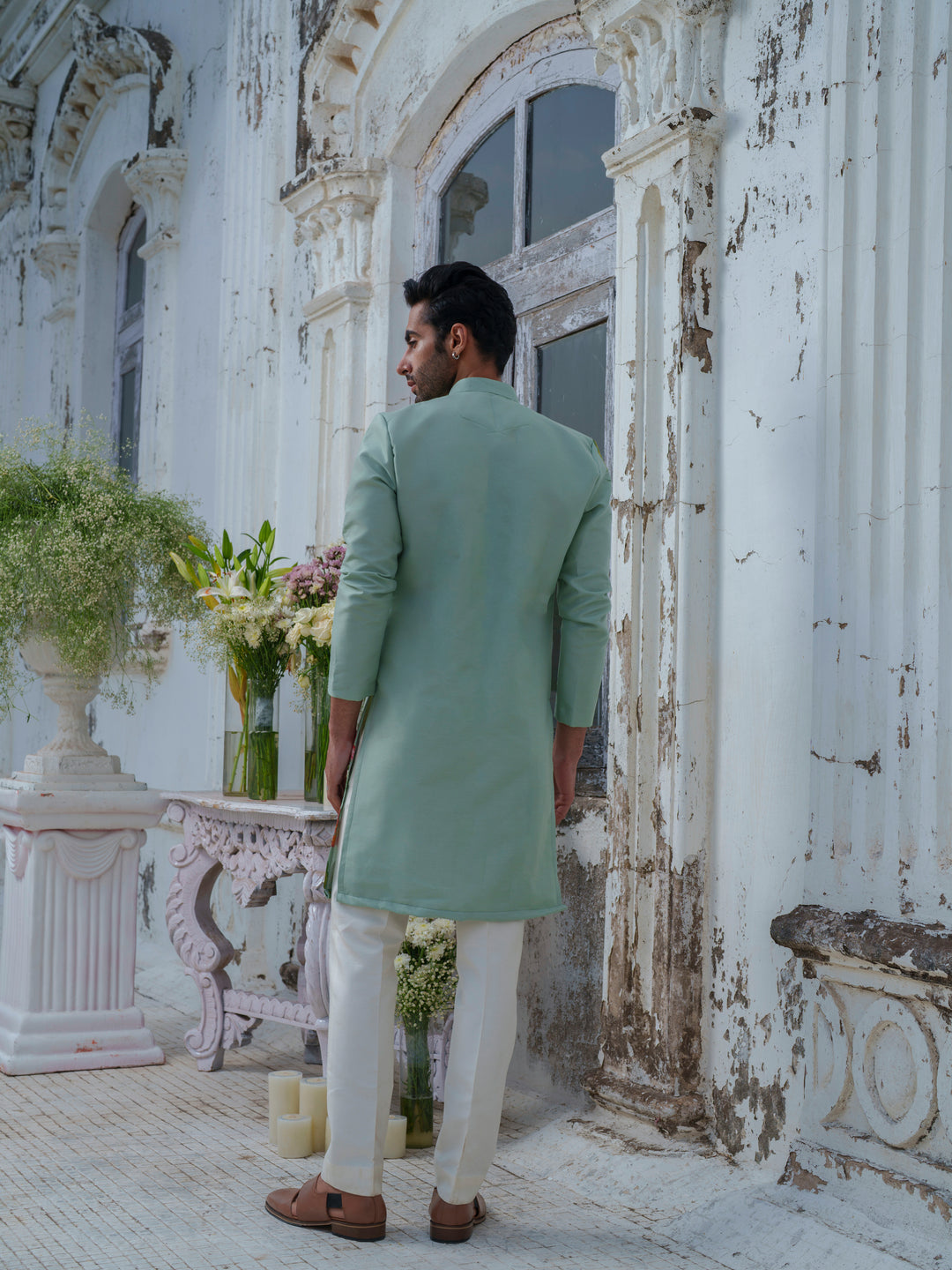 Green Hand Painted Kurta Set