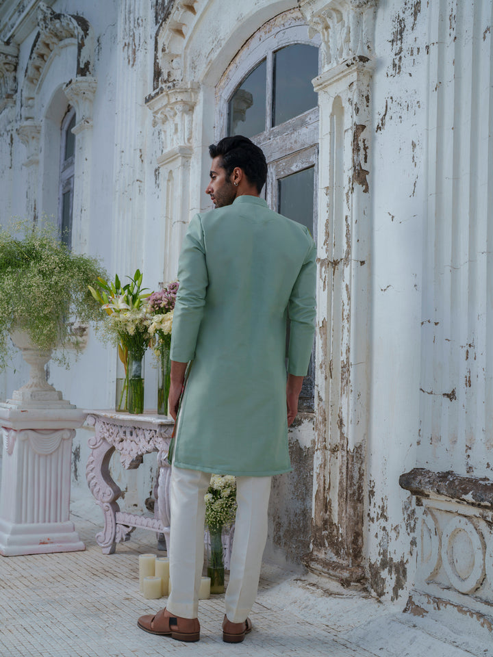 Green Hand Painted Kurta Set
