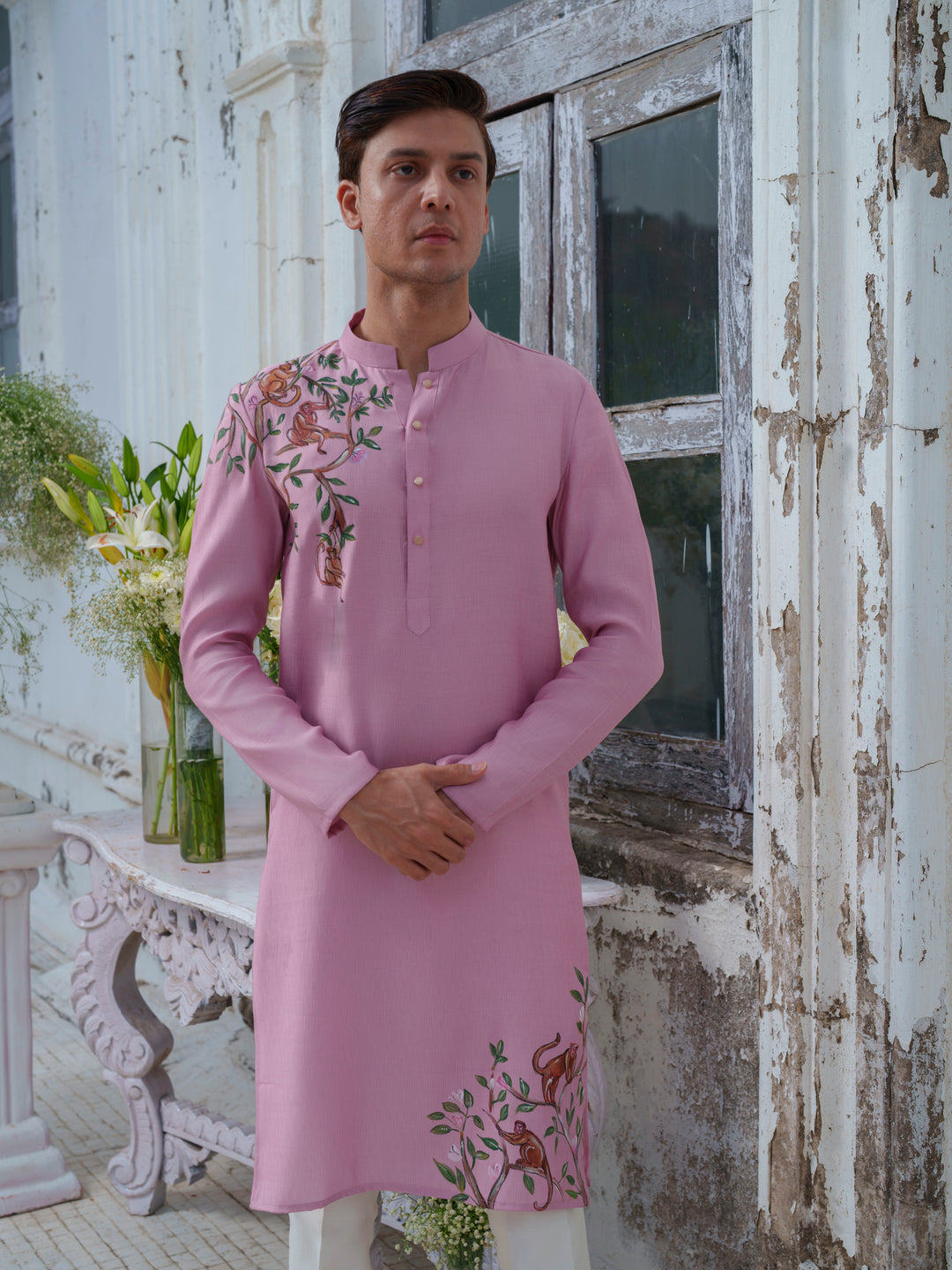 Plum Hand Painted Kurta Set