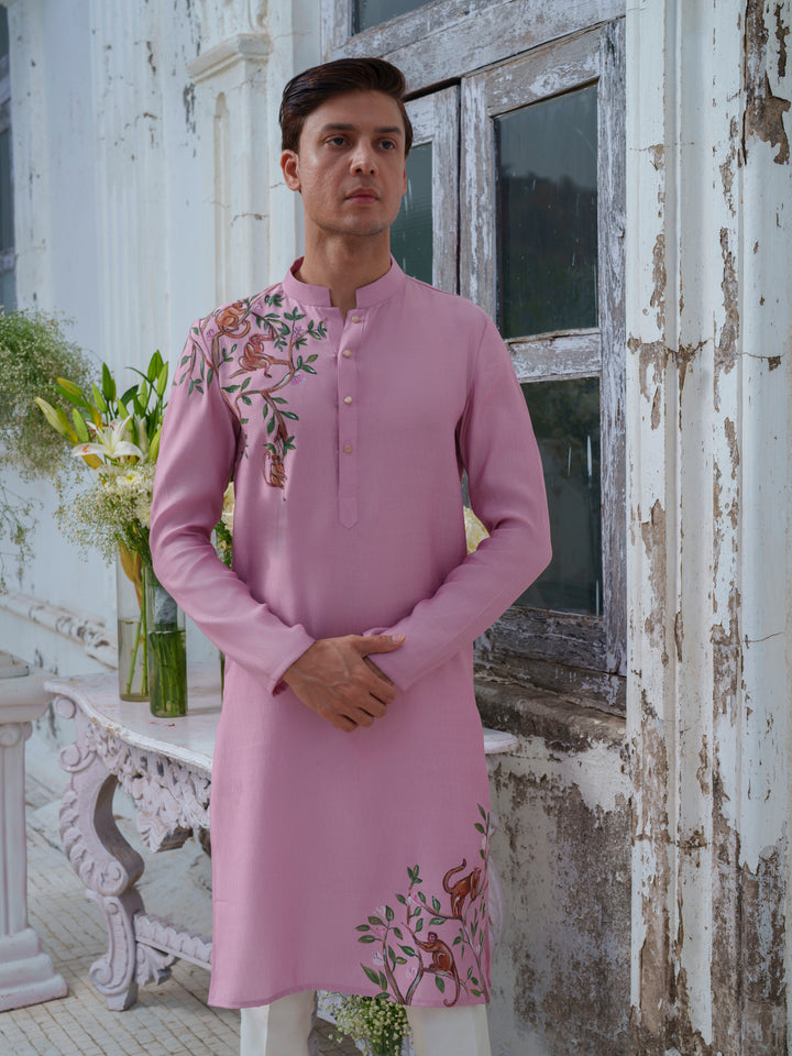 Plum Hand Painted Kurta Set