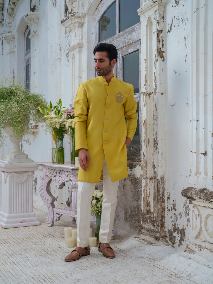 Lime Green Embroidered Kurta Set