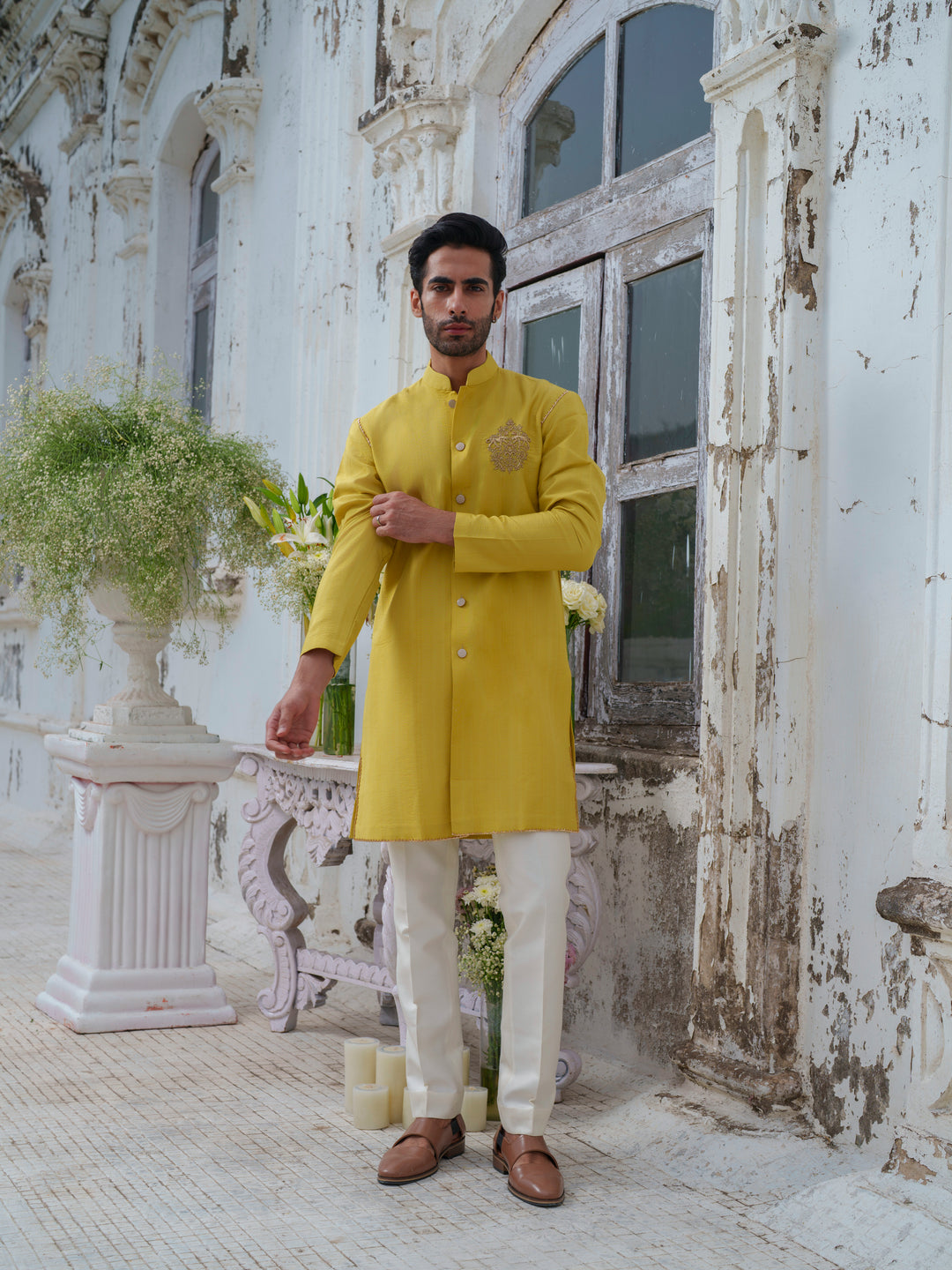 Lime Green Embroidered Kurta Set