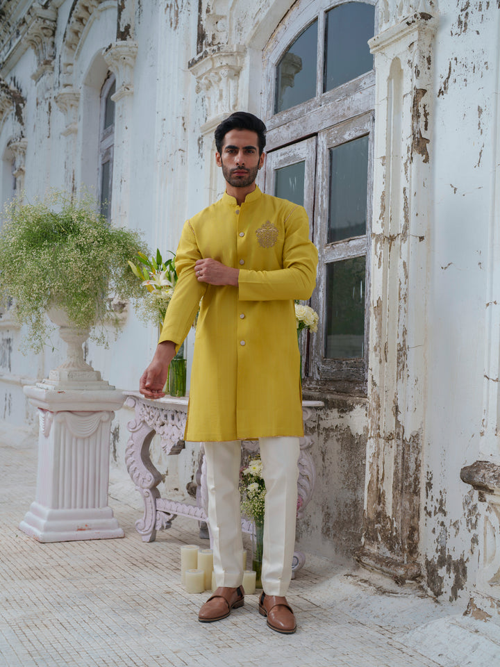 Lime Green Embroidered Kurta Set