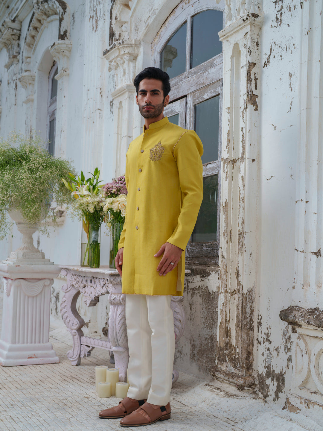 Lime Green Embroidered Kurta Set