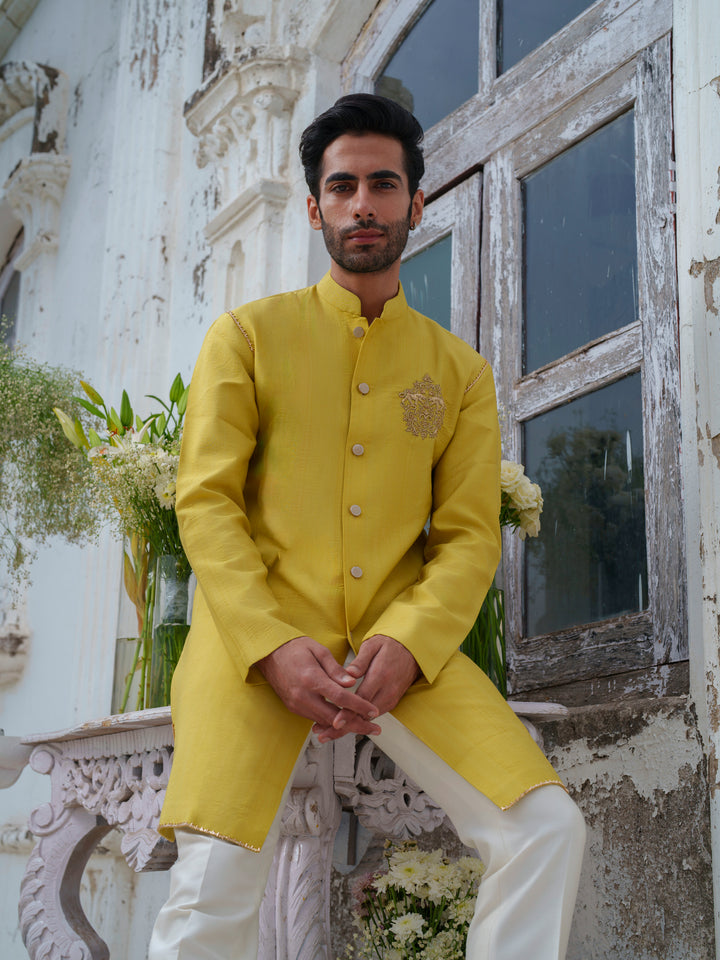 Lime Green Embroidered Kurta Set