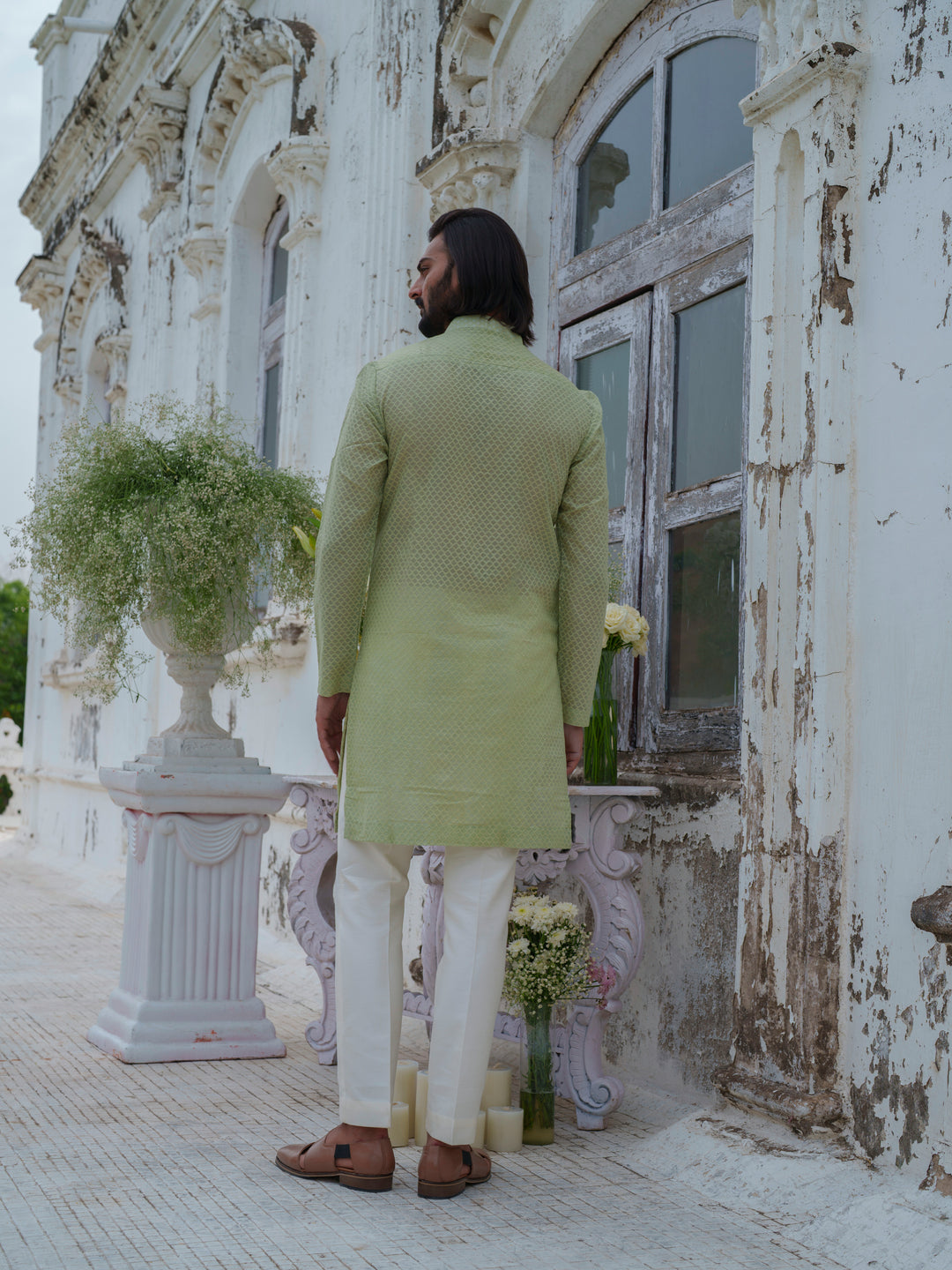 Green Self Chanderi Kurta Set