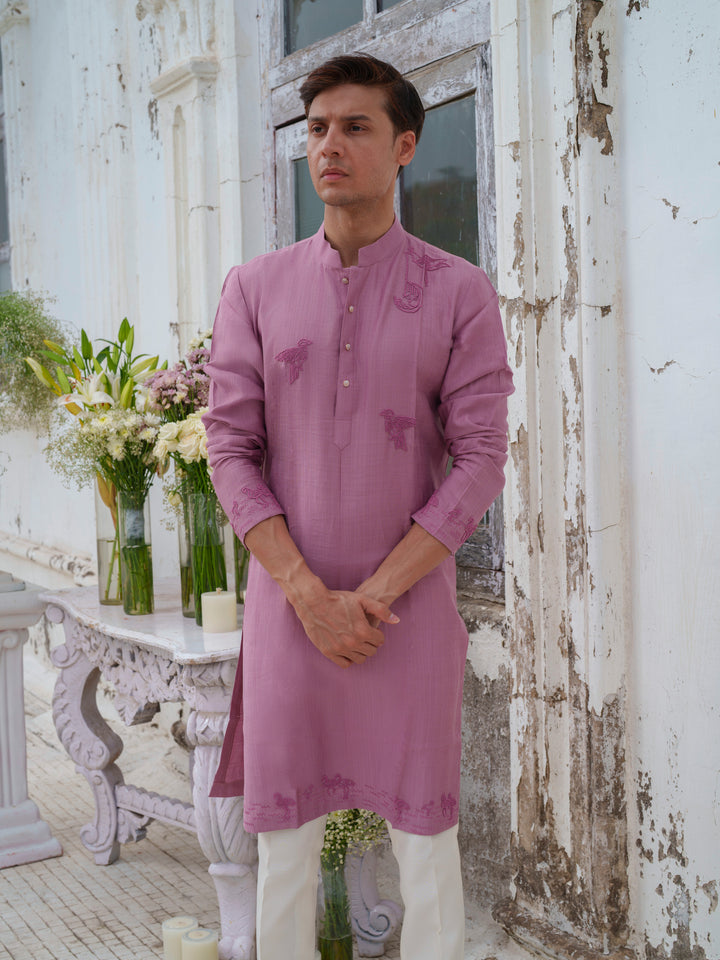Plum Embroidered Kurta Set