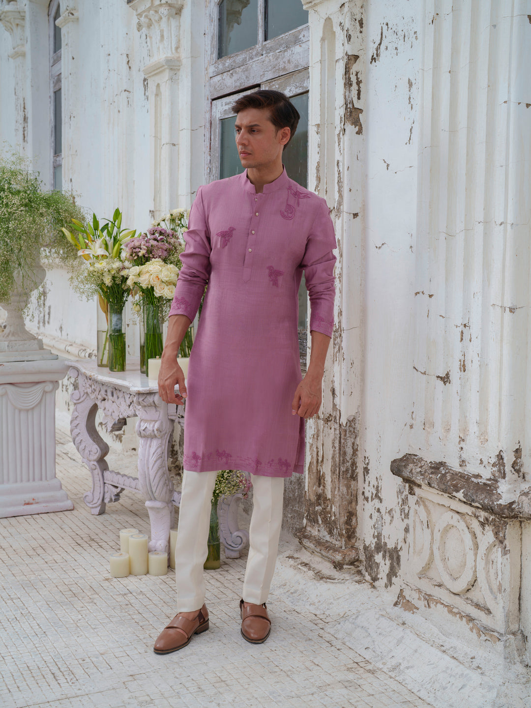 Plum Embroidered Kurta Set