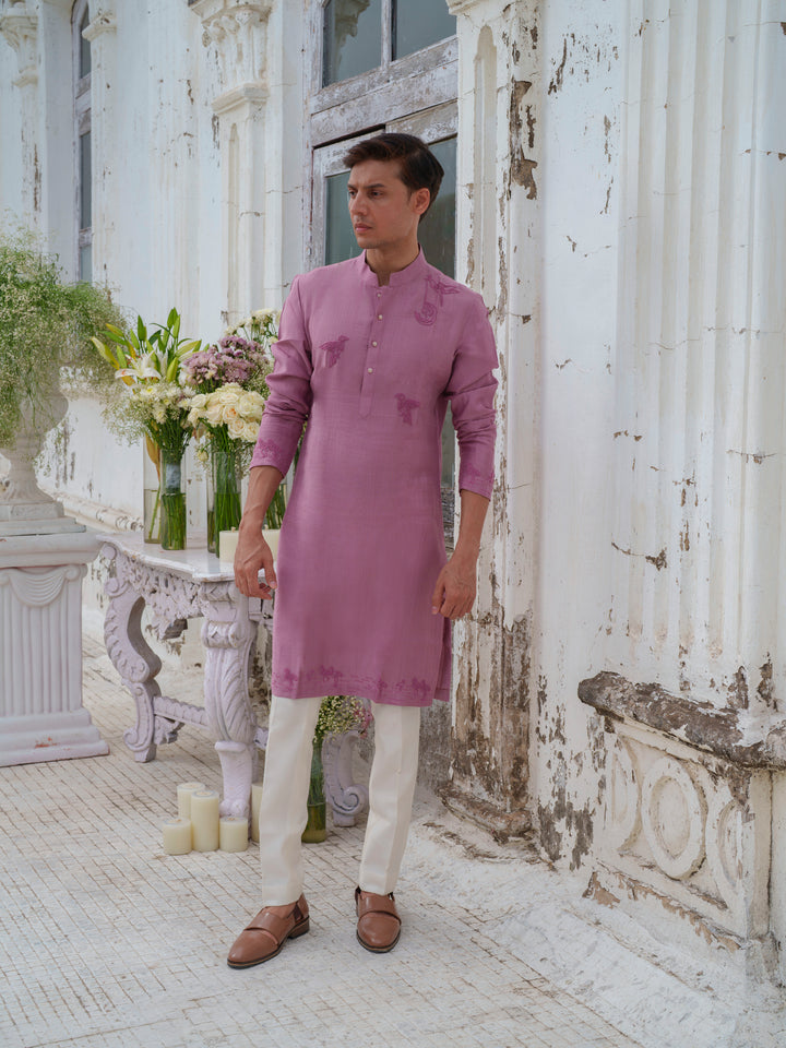 Plum Embroidered Kurta Set