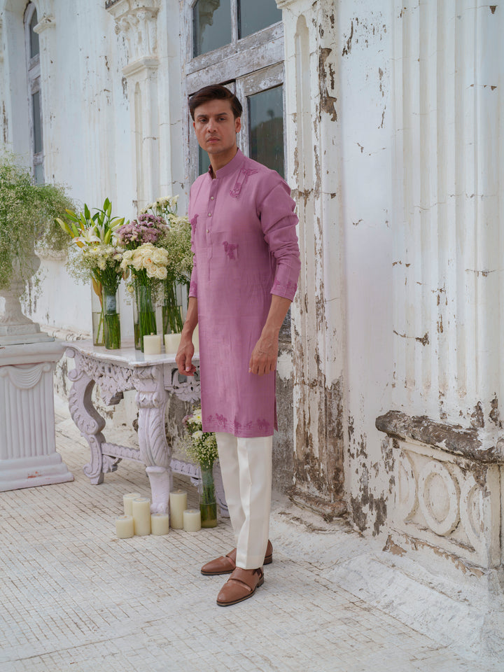 Plum Embroidered Kurta Set