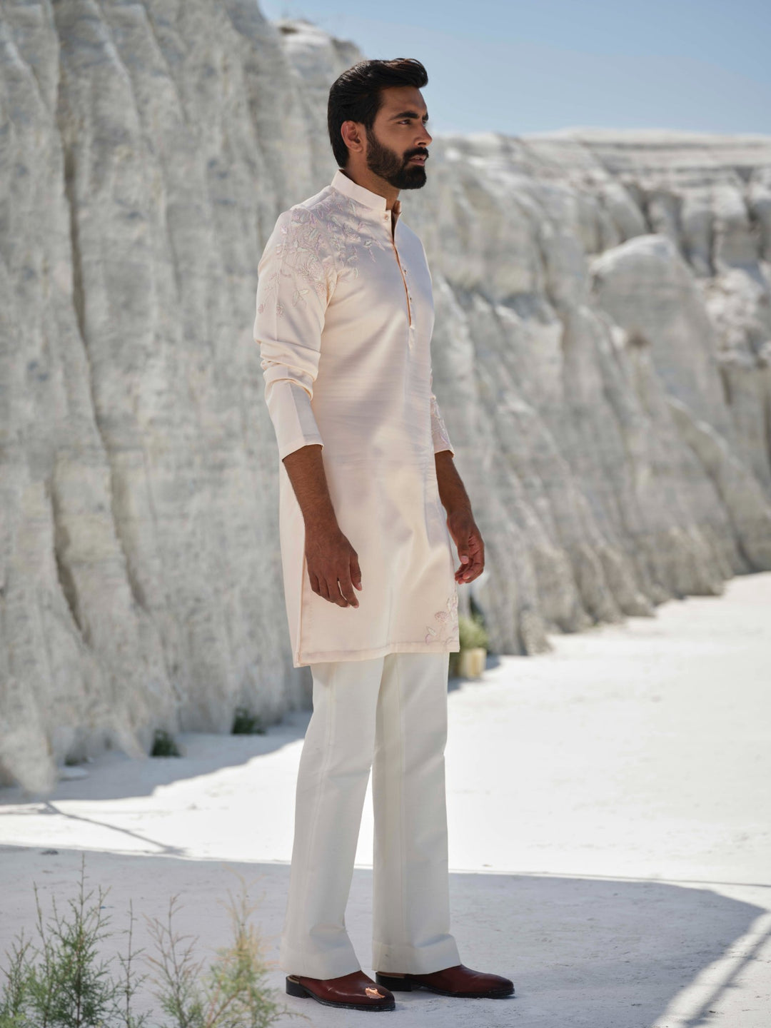 Quartz - Pink & Ivory Resham Kurta Set