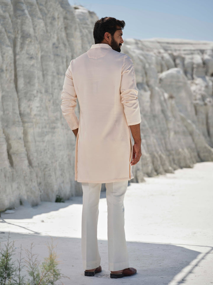 Quartz - Pink & Ivory Resham Kurta Set