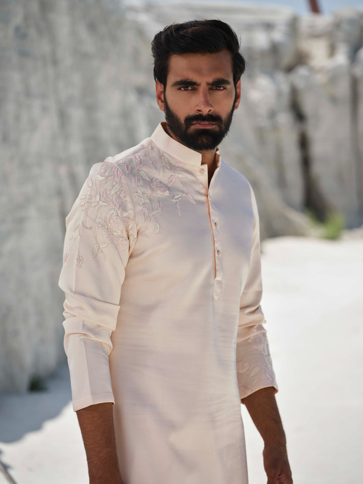 Quartz - Pink & Ivory Resham Kurta Set