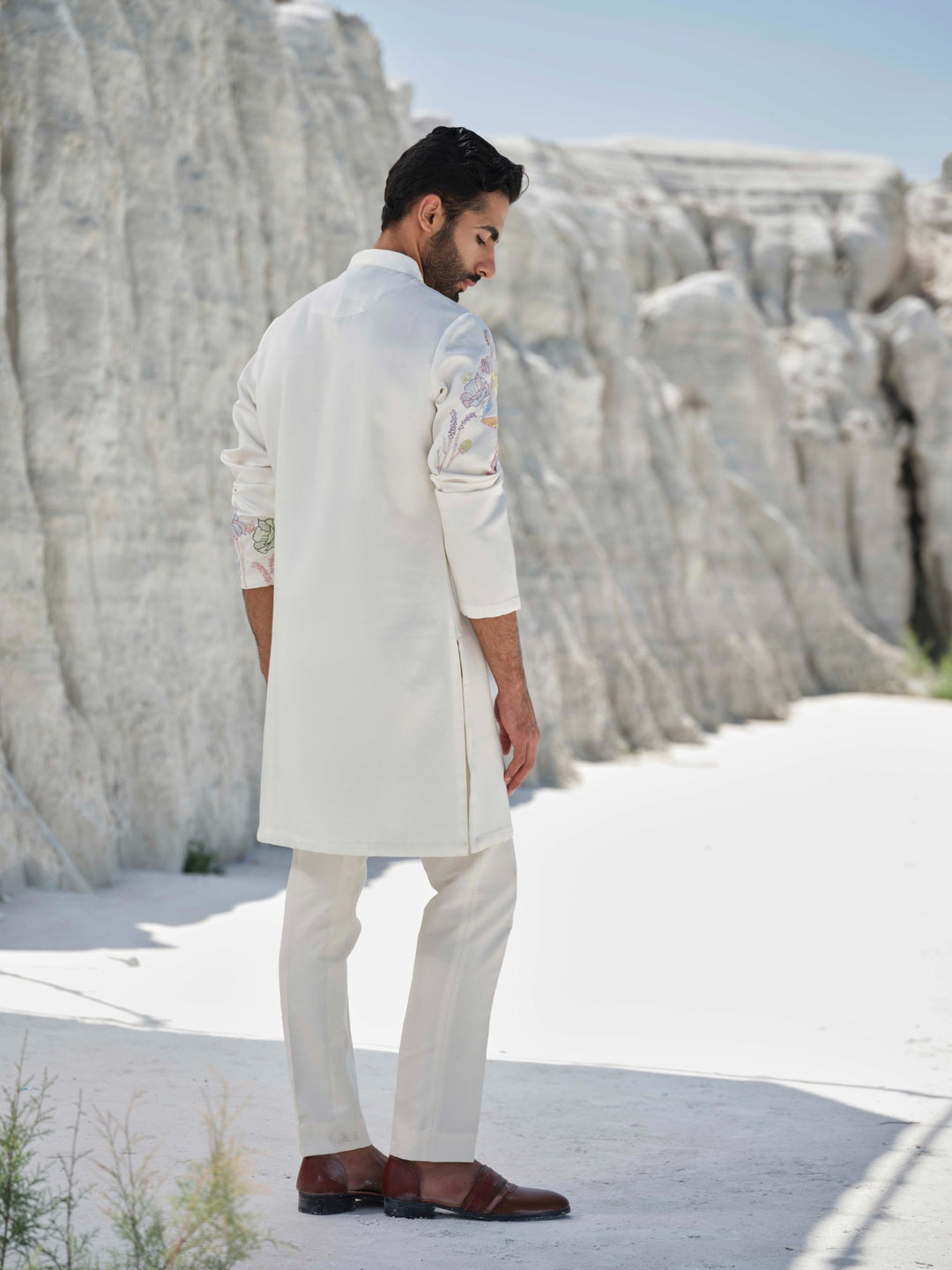 Ivory Wilderness - Ivory Tiger Motif Kurta Set