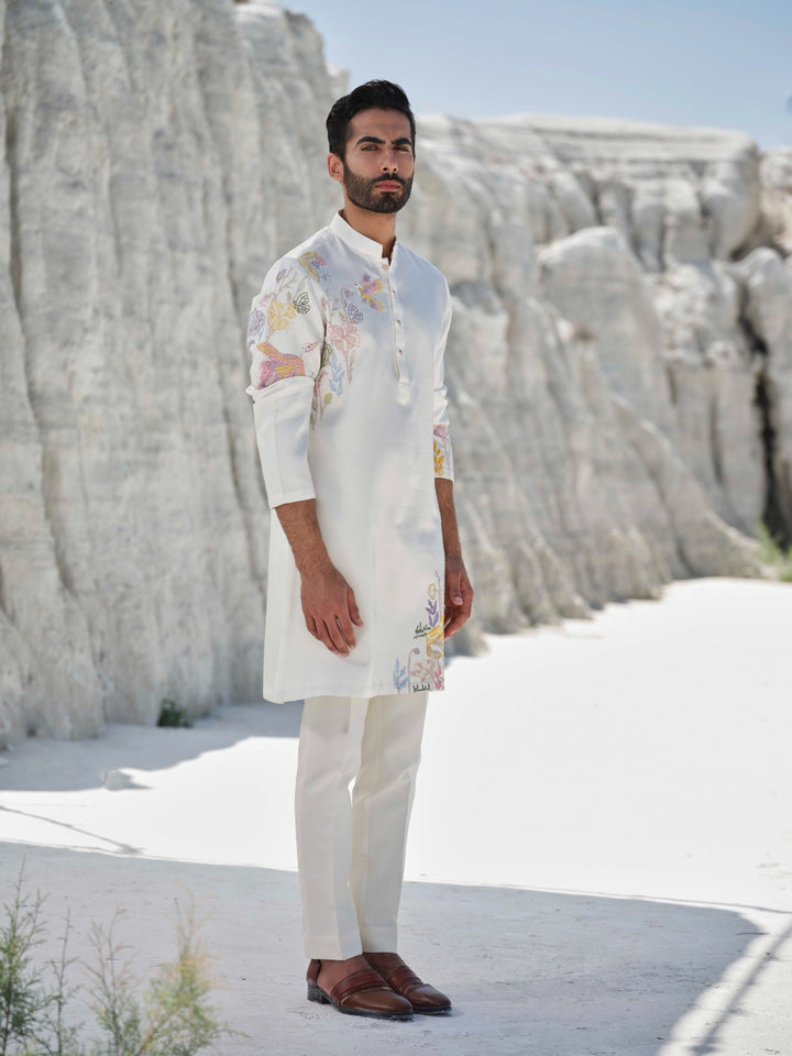 Ivory Wilderness - Ivory Tiger Motif Kurta Set