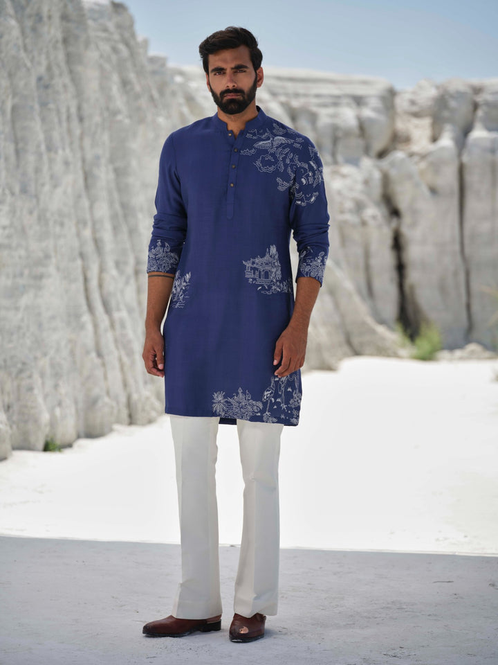 Tranquil - Midnight Blue Embroidered Kurta Set