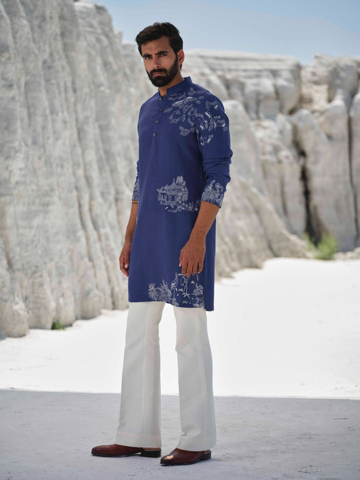 Tranquil - Midnight Blue Embroidered Kurta Set