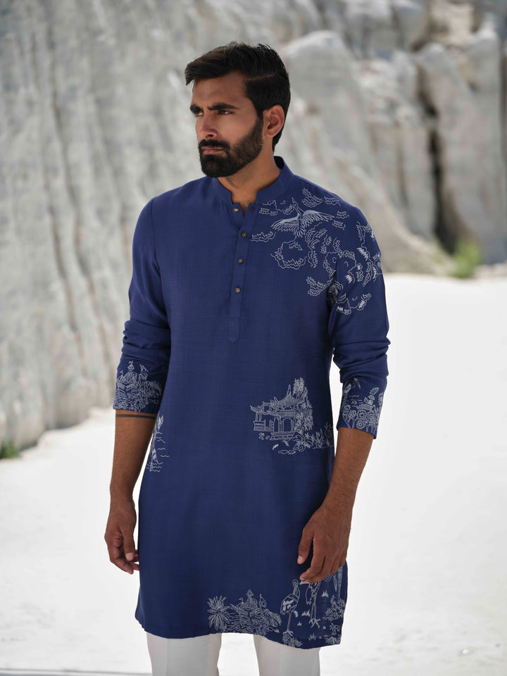 Tranquil - Midnight Blue Embroidered Kurta Set