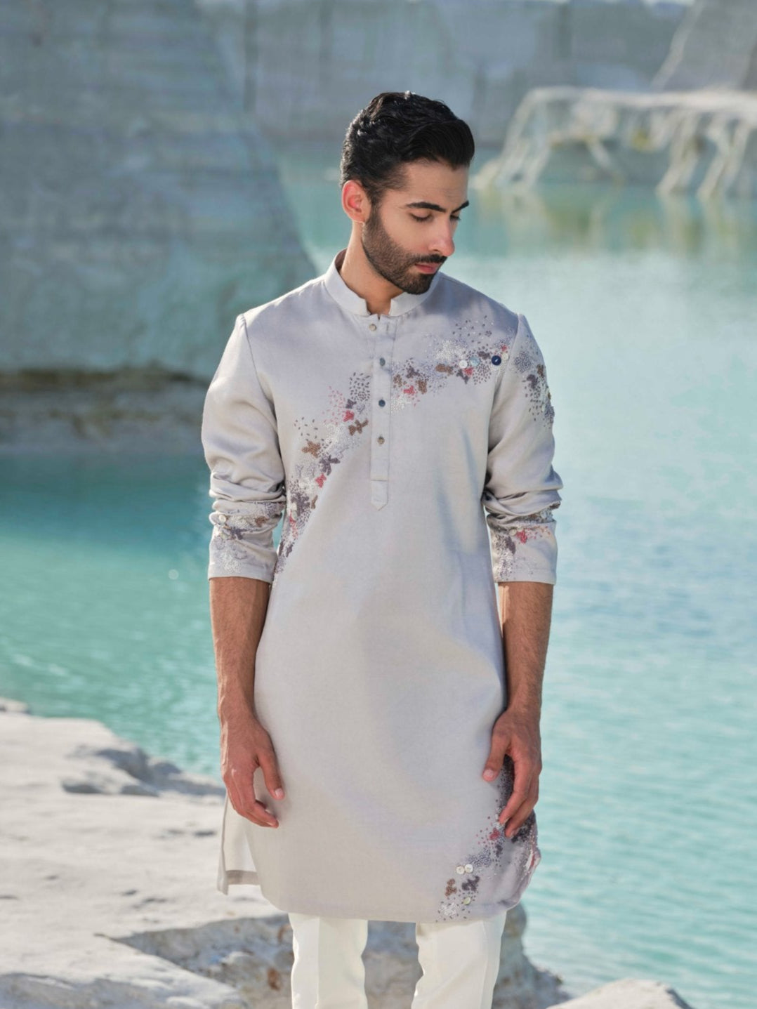 Ethereal Pearl - Embroidered Kurta Set