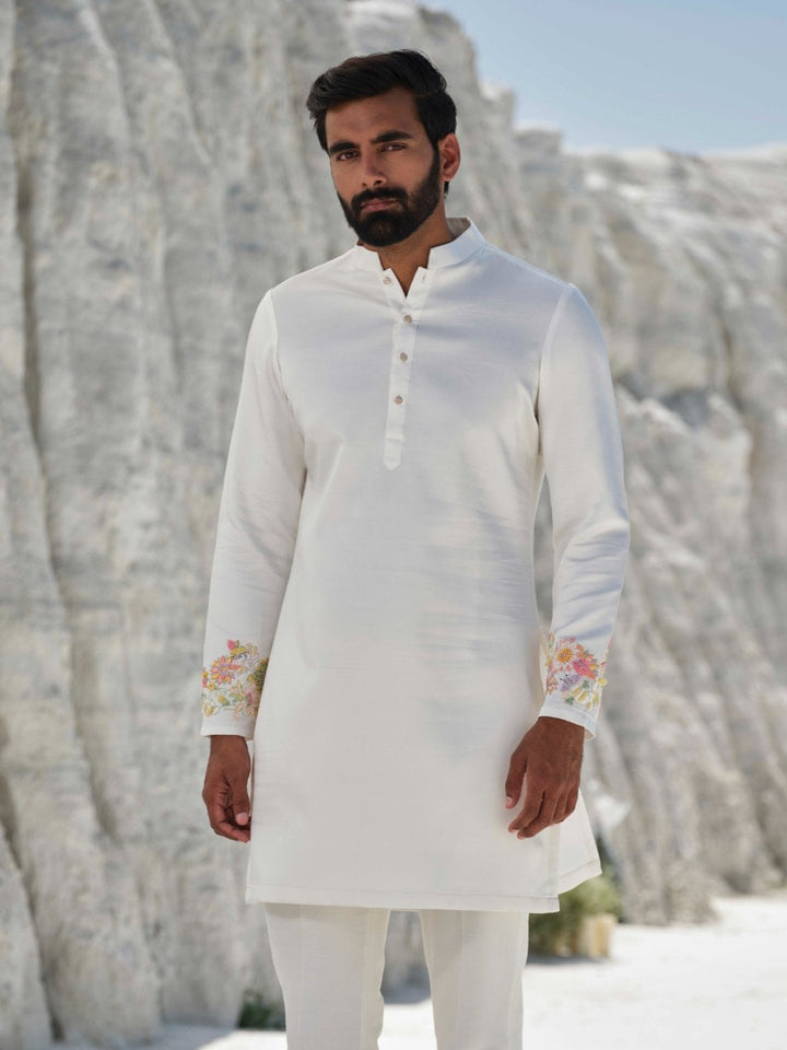 Charm - Ivory Cuff Embroidered Kurta Set