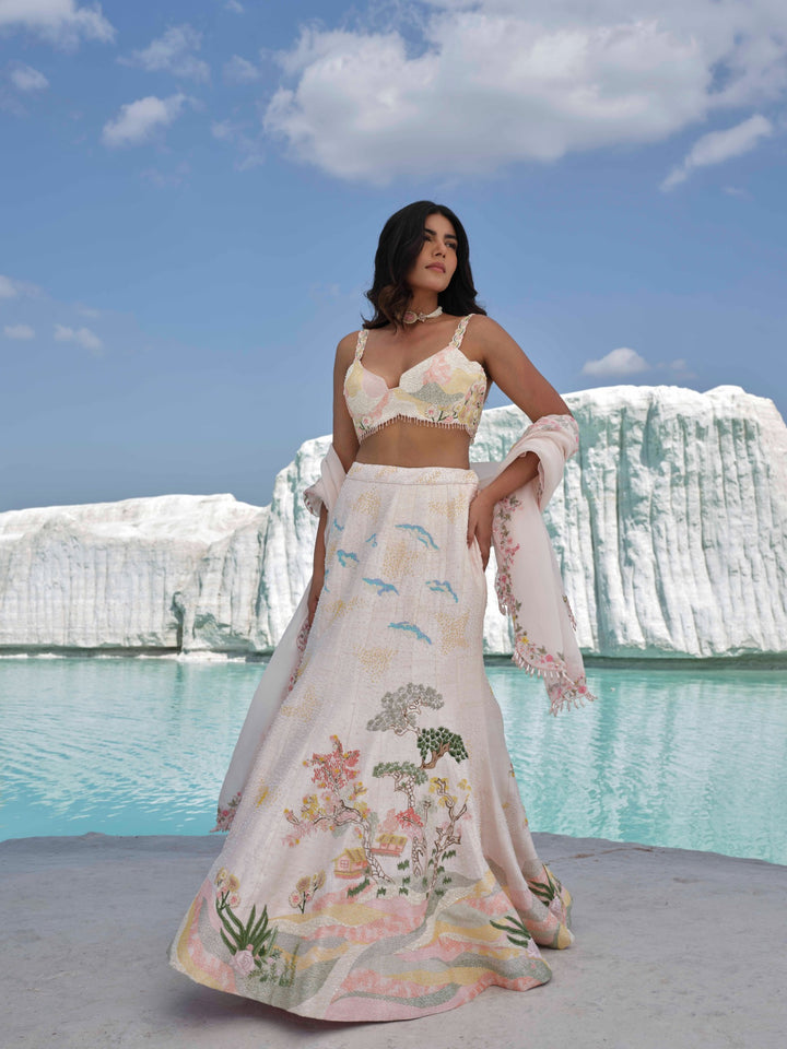 Aveline - Light Pink Embroidered Lehenga Set