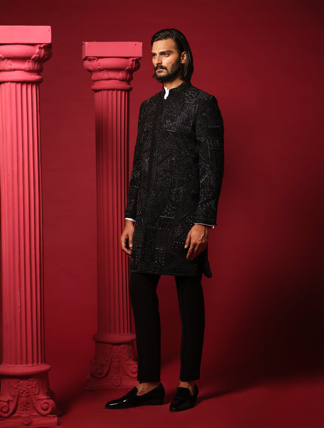 Black Opulence Indo-Western Set