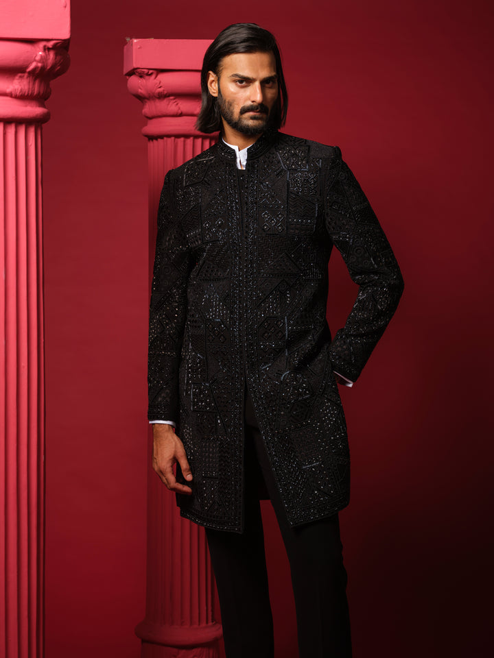 Black Opulence Indo-Western Set