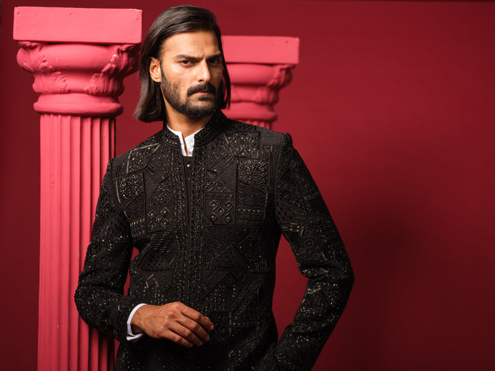 Black Opulence Indo-Western Set