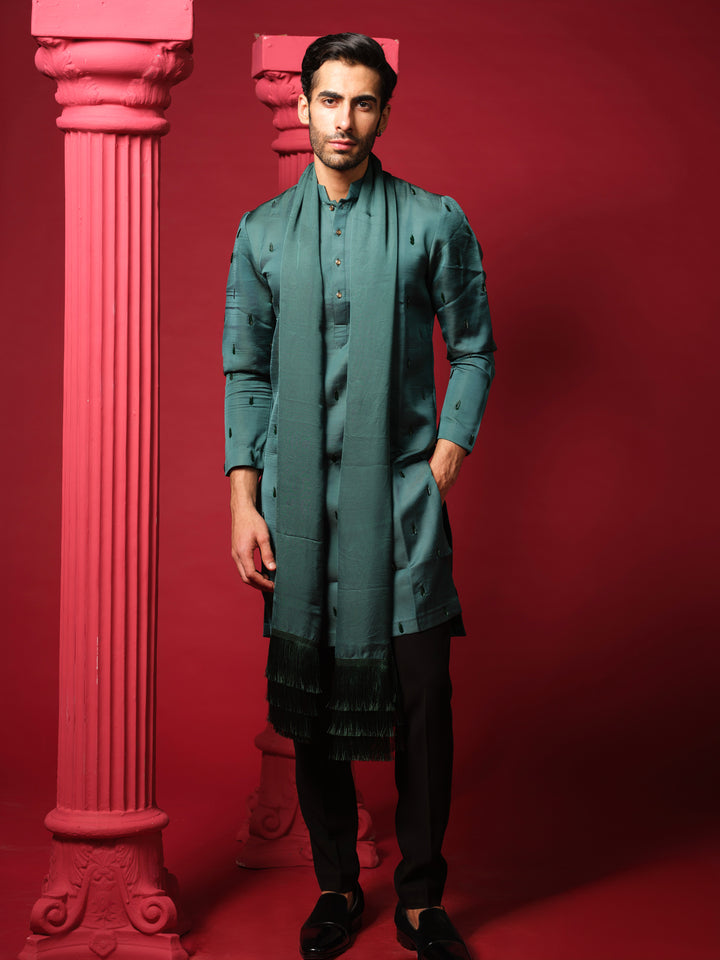 Bottle Green Embroidered Kurta Set