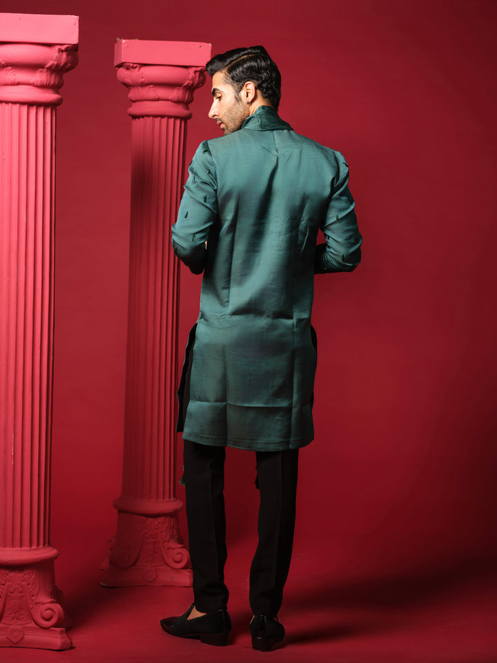 Bottle Green Embroidered Kurta Set