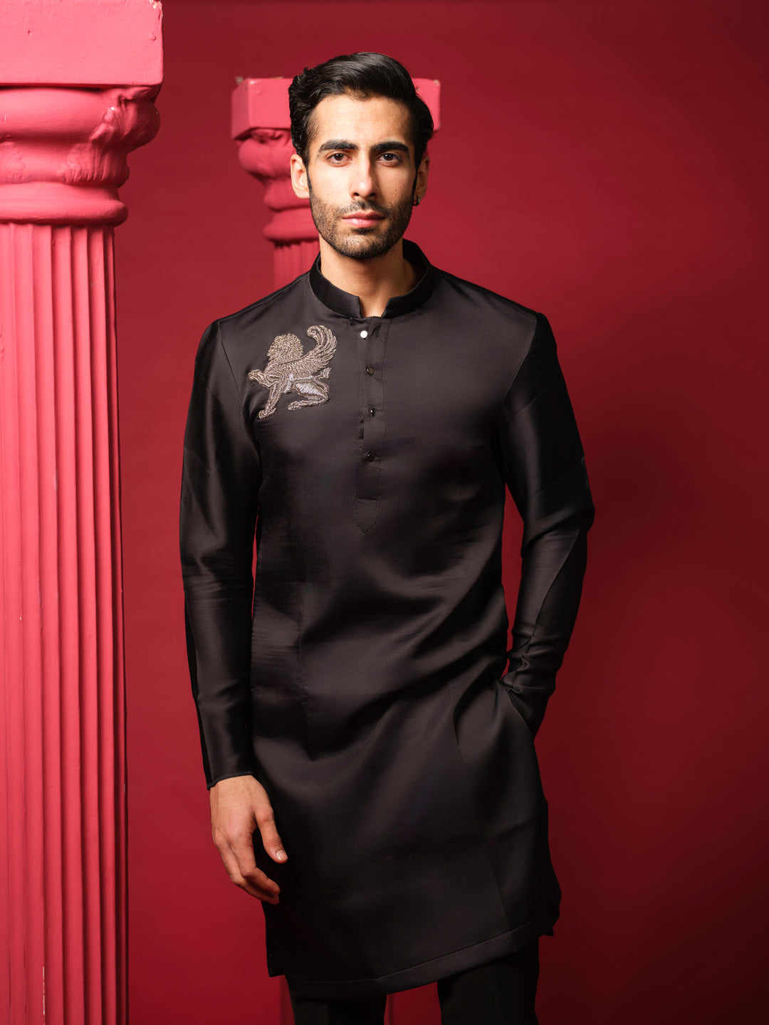 Black Embellished Kurta Set