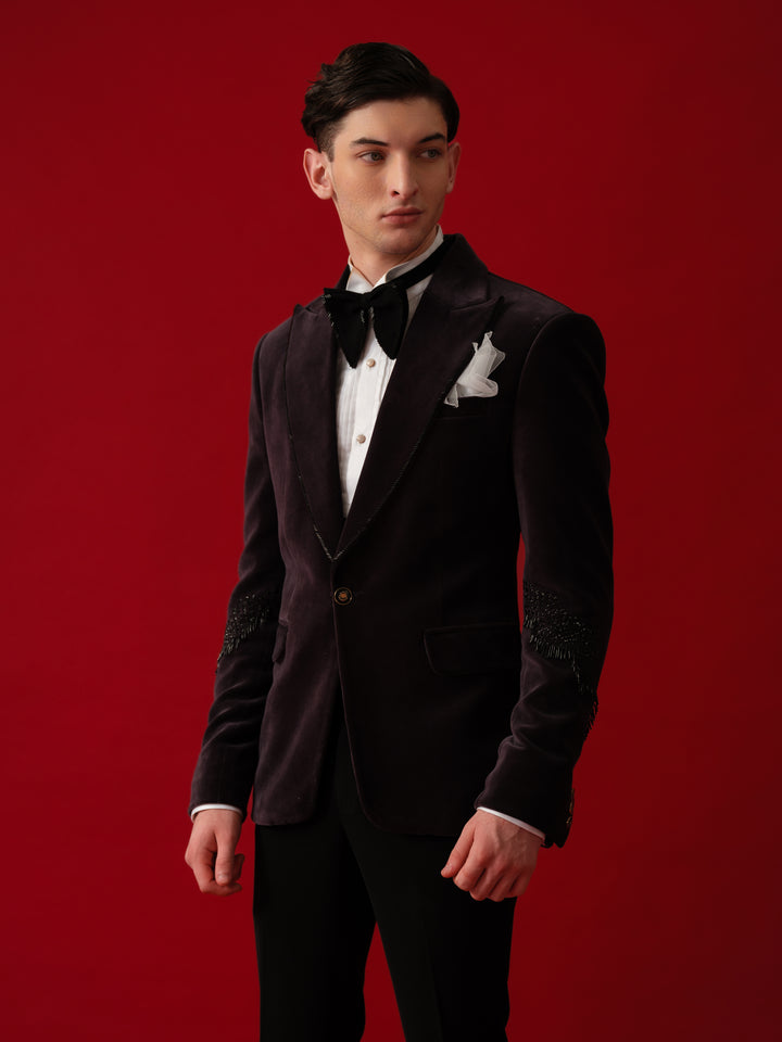 BLACK EMBROIDERED TUXEDO